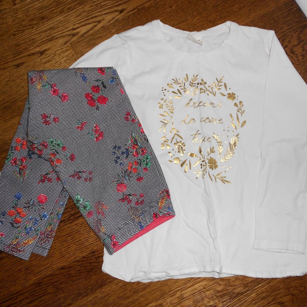 Zara Girls Long Sleeve Shirt and Leggings Set